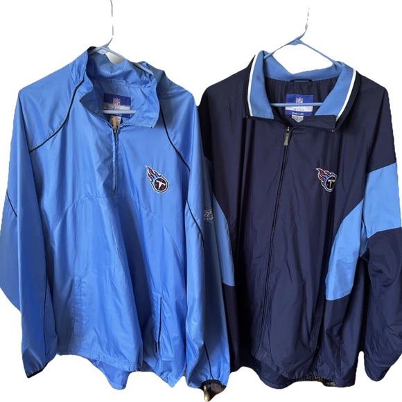 Lot (2) Reebok On Field Tennessee Titans NFL Windbreaker Jackets Y2K - Picture 1 of 13